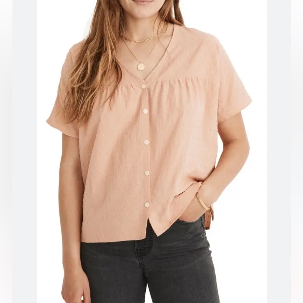 MADEWELL Swiss Dot V-Neck Blouse Size XS